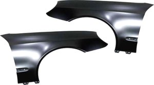 Front Fender Pair/Set for Mercedes-Benz E-Class Sedan/Wagon 2003-2009, Right (Passenger) and Left (Driver), Aluminum, Primed (Ready to Paint), Replacement