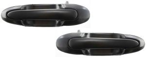 Rear Exterior Door Handle Pair/Set for Mazda MPV 2000-2006, Right (Passenger) and Left (Driver), Smooth Black, Plastic, Replacement