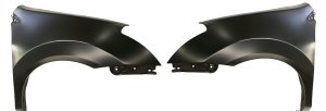 Front Fender Pair/Set for 2008-2010 Nissan Rogue, Right (Passenger) and Left (Driver) Primed (Ready to Paint) Steel, without Signal Light Hole, Replacement