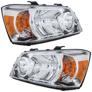 Headlight Lens and Housing Pair/Set for 2007 Toyota Highlander, Right (Passenger) and Left (Driver), Replacement