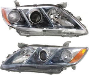 Headlight Replacement Pair/Set for Toyota Camry 2007-2009 Right (Passenger) and Left (Driver) Hybrid Model, Japan Built Vehicle with Lens and Housing