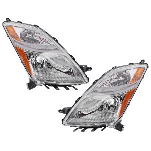 Headlight Pair/Set for 2006-2009 Toyota Prius, Right (Passenger) and Left (Driver) Lenses and Housing, Halogen, without HID Lights, from November 2005 - Replacement