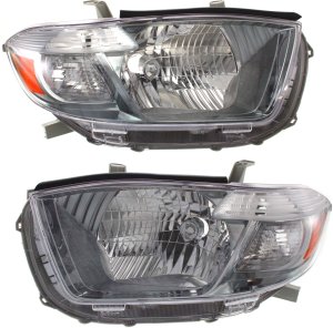 Headlight Pair/Set for Toyota Highlander 2008-2010, Right (Passenger) and Left (Driver), Halogen, Lens and Housing, Sport Utility, Japan Built, Replacement