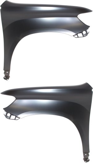 Front Fender Replacement Pair/Set for Toyota Highlander 2008-2010, Right (Passenger) and Left (Driver), Primed (Ready to Paint), Without Antenna Hole