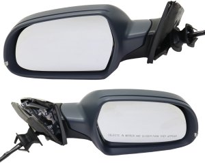 Mirror Pair/Set for 2010-2011 Audi A4/S4 Sedan/Wagon, Right (Passenger) and Left (Driver), Power, Manual Folding, Heated, Paintable, Without Auto-Dimming, With Memory and Signal Light, Without BSD, Replacement