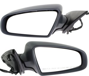 Replacement Mirror Pair/Set for Audi A6 2005-2008/S6 2007-2008, Right (Passenger) and Left (Driver), Power Operated, Power Folding, Heated, Textured, with Memory and Puddle Light, without Auto Dimming