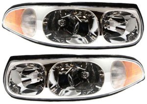 Headlight Assembly Pair/Set for Buick LeSabre 2000-2005, Right (Passenger) & Left (Driver), Halogen Composite, with Cornering/Marker Light, Front-Wheel Drive, Limited Model Replacement