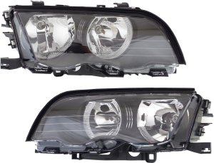 Headlight Assembly for BMW 3-Series 1999-2001, Halogen, Sedan/Wagon, Right (Passenger) and Left (Driver), Replacement Pair/Set Models: for 323i, 328i, 325i, 330i.