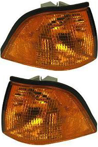 Corner Park/Signal Light Pair/Set for BMW 3-Series 1992-1999, Right (Passenger) and Left (Driver), Lens and Housing, Coupe/Convertible Replacement - fits 318i, 325i, M3.