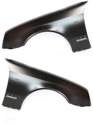 Front Fender Pair/Set for Mercedes-Benz CLK320, 1998-1999 Models, Right (Passenger) and Left (Driver) Sides, Primed (Ready to Paint), Steel Replacement