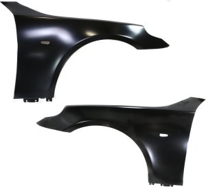 Front Fender Pair/Set for BMW 5-Series 2004-2010, Right (Passenger) and Left (Driver), Sedan/Wagon, Aluminum, Primed (Ready to Paint), Replacement (530i, 530xi, 535i, 535xi, 545i, 550i, M5)