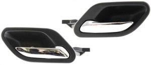 Interior Front Door Handle Pair/Set for BMW 7-Series (1995-1999), 5-Series (1997-2001), Right (Passenger) and Left (Driver), Textured Black Plastic with Chrome Finish, Replacement Models: for 740i, 740iL, 750iL, 528i, 540i, M5.