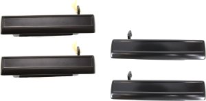 Exterior Door Handle Pair/Set for Chevrolet Century 1982-1996, Front and Rear, Right (Passenger) and Left (Driver), Smooth Black Metal, Replacement