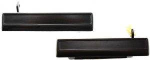 Front Door Handle Pair/Set for 1982-1996 Chevrolet Century, Right (Passenger) and Left (Driver) Included, Outside, Smooth Black, Metal, Without Hole, Same for Rear - Replacement