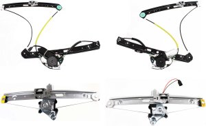 Front and Rear Window Regulator Pair/Set for BMW 3-Series 1999-2005, Right (Passenger) and Left (Driver), Power, with Motor, Replacement Models: for 320i, 323i, 325i, 328i, 330i.