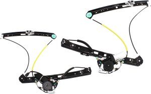Front Window Regulator for BMW 3-Series 2000-2005, Right (Passenger) and Left (Driver), Pair/Set of 2, Power, with Motor, Sedan/Wagon, Replacement - 320i, 325i, 330i
