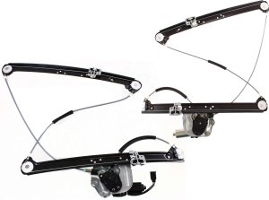 Front Window Regulator Pair/Set for BMW X5 2000-2006, Right (Passenger) and Left (Driver), With Power Motor, Replacement