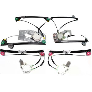 Front and Rear Window Regulator with Power Motor Pair/Set for BMW 528I/540I Base Model (1997-1999), Right (Passenger) and Left (Driver) Replacement