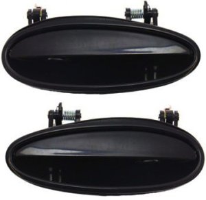 Rear Door Handle Pair/Set for Buick Grand Prix 1997-2008, Right (Passenger) and Left (Driver), Outside, Smooth Black, Replacement