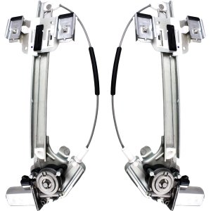 Rear Window Regulator Pair/Set for Buick LeSabre 2000-2005, Right (Passenger) and Left (Driver), Power, with Motor, Replacement