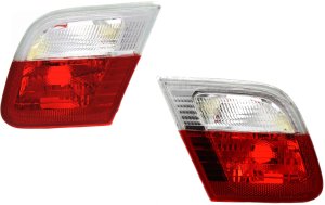 Tail Light Pair/Set for BMW 3-Series 1999-2003, Right (Passenger) and Left (Driver), Inner, Clear and Red Lens, Convertible/Coupe, Until March 2003, Lens and Housing, Replacement Models: for 320, 323, 325, 330, M3.