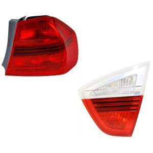 Tail Light Set for BMW 3-Series 2006-2008, Right (Passenger), Inner and Outer, Halogen, Sedan, Replacement. Fits: 325i, 325xi, 328i, 330i, 335i.