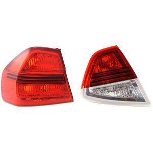 Inner and Outer Tail Light for BMW 3-Series Sedan 2006-2008, Left (Driver) Side, Halogen, Replacement Set Models fit: 325i, 325xi, 330i, 330xi.