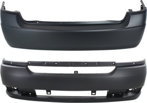Front and Rear Bumper Cover Set for Chevrolet Malibu 2004-2005, Primed (Ready to Paint), Suitable for Base, LS, LT, and LTZ Models - Replacement