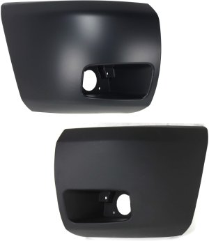 Front Bumper End Pair/Set for Chevrolet Silverado 1500 2007-2013, Right (Passenger) and Left (Driver), Primed (Ready to Paint), Face Bar Cap, with Fog Light Hole, Fits 2007 non-Classic, Replacement