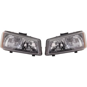 Headlight Assembly Pair/Set for Chevrolet Silverado 2003-2006, Right (Passenger) and Left (Driver), Halogen, Smooth Reflector, Includes 2007 Classic, Replacement