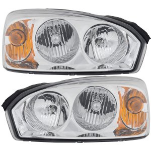 Headlight Assembly Pair/Set for 2004-2008 Chevrolet Malibu, Includes Right (Passenger) and Left (Driver) Side, Composite, Halogen, Replacement