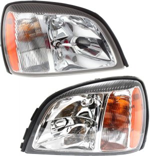 Headlight Assembly for Cadillac Deville 2004-2005, Right (Passenger) and Left (Driver), Halogen, Replacement Pair/Set
