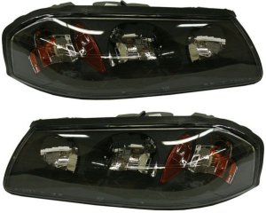 Headlight Assembly Pair/Set for 2004-2005 Chevrolet Impala, Right (Passenger) and Left (Driver) Sides, Composite, Halogen, From 2-06-2004, Replacement