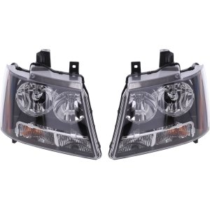 Headlight Assembly for 2007-2014 Chevrolet Tahoe, Composite, Halogen, Right (Passenger) and Left (Driver), Replacement Pair/Set