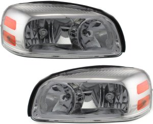 Headlight Assembly Pair/Set for 2005-2009 Chevrolet Uplander, Right (Passenger) and Left (Driver), Composite, Halogen Replacement