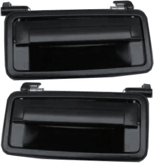 Front Door Handle Pair/Set for 1987-1996 Chevrolet Corsica / 1990-1997 Oldsmobile Cutlass Supreme, Right (Passenger) and Left (Driver), Outside, Smooth Black, Without Keyhole, Replacement