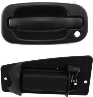 Front and Rear Outside Door Handle Set for Cadillac Sierra/Silverado 1999-2007, Textured Black, Left (Driver) Side Set of 2 Pieces, Fits 2007 Classic - Replacement