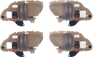 Front and Rear Door Handle Pair/Set for Chevrolet C/K Full Size Pickup 1995-2000, Right (Passenger) and Left (Driver), Inside, Beige, Replacement