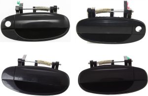 Front and Rear Door Handle Assembly for 2004-2006 Chevrolet Aveo / 2009-2011 Aveo5, Pair/Set of 4, Outside, Smooth Black, Right (Passenger) and Left (Driver), Replacement