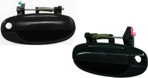 Pair/Set - Front Exterior Door Handle Assembly for Chevrolet Aveo5 2004-2006 and Aveo5 2006-2011, Right (Passenger) and Left (Driver), Smooth Black, Replacement Set