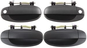 Front and Rear Door Handle Assembly Pair/Set for Chevrolet Aveo 2004-2006 / Aveo5 2006-2011, Outside, Textured Black, Right (Passenger) and Left (Driver), Pair/Set of 4, Replacement