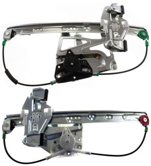 Front and Rear Window Regulator Set for 2000-2001 Cadillac DeVille, Right (Passenger) Side, Power Operated with Motor, Replacement