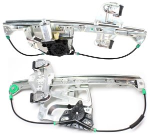 Front and Rear Window Regulator Set with Power Motor for 2000-2001 Cadillac DeVille, Left (Driver), Replacement