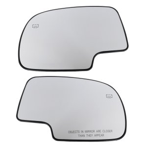 Mirror Glass Replacement Pair/Set for Cadillac Silverado/Sierra 1999-2006, Right (Passenger) and Left (Driver), Non-Towing, Heated, with Backing Plate, without Signal Light and Blind Spot Detection, Fits All Cab Types, Includes 2007 Classic Models