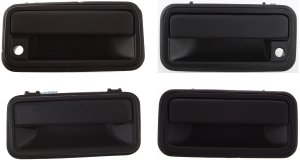 Front and Rear Door Handle Pair/Set for Chevrolet C/K Full Size Pickup 1992-2000, Right (Passenger) and Left (Driver), Outside, Metal, Textured Black, Replacement