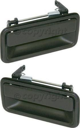 Rear Door Handle Pair/Set for Chevrolet C/K Full Size Pickup 1992-2000, Right (Passenger) and Left (Driver), Outside, Metal, Textured Black Replacement