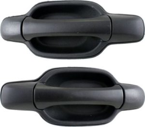 Rear Exterior Door Handle Pair/Set for GMC Canyon/Chevrolet Colorado 2004-2012, Right (Passenger) and Left (Driver), Textured Black, Plastic, Replacement