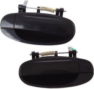 Smooth Black Rear Exterior Door Handle Assembly Pair/Set for Chevrolet Aveo 2004-2006/Aveo5 2009-2011, Right (Passenger) and Left (Driver), Replacement