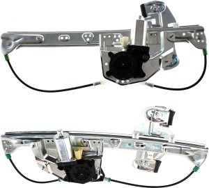 Rear Window Regulator Pair/Set for 2000-2005 Cadillac Deville, Right (Passenger) and Left (Driver), Power, with Motor, Sedan, Replacement