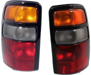 Tail Light Assembly Pair/Set for Chevrolet Suburban 2004-2006, Right (Passenger) and Left (Driver), Amber/Clear/Red Lens, Replacement